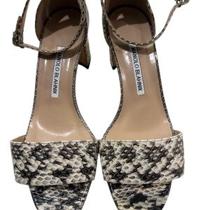 Manolo Blahnik Snake Sandals - Black and Cream